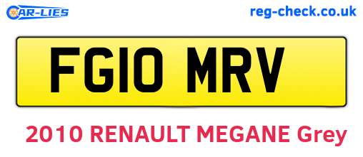 FG10MRV are the vehicle registration plates.