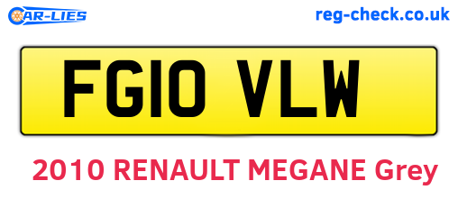 FG10VLW are the vehicle registration plates.