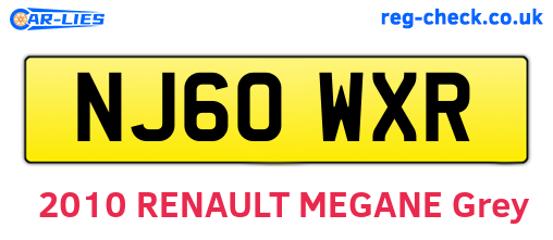 NJ60WXR are the vehicle registration plates.