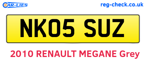 NK05SUZ are the vehicle registration plates.