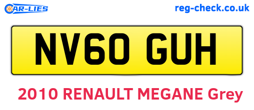 NV60GUH are the vehicle registration plates.