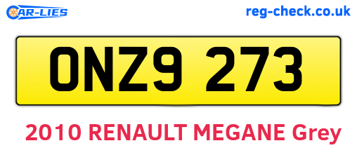 ONZ9273 are the vehicle registration plates.