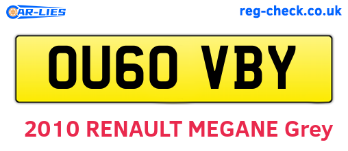 OU60VBY are the vehicle registration plates.