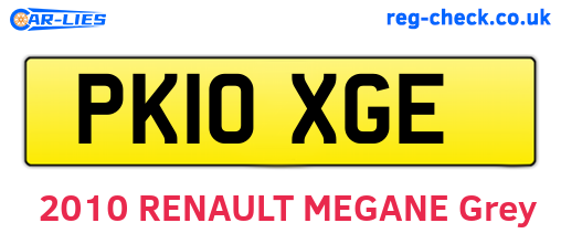 PK10XGE are the vehicle registration plates.