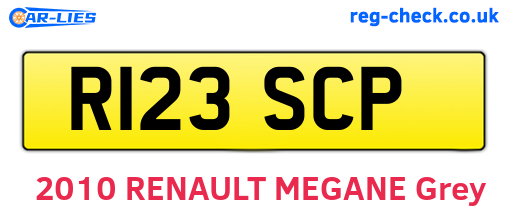 R123SCP are the vehicle registration plates.