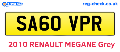 SA60VPR are the vehicle registration plates.