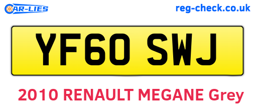 YF60SWJ are the vehicle registration plates.