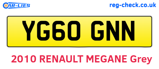 YG60GNN are the vehicle registration plates.