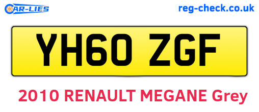 YH60ZGF are the vehicle registration plates.