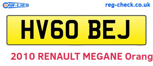 HV60BEJ are the vehicle registration plates.