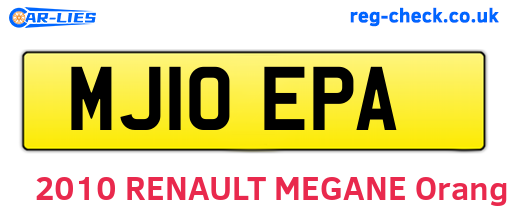 MJ10EPA are the vehicle registration plates.