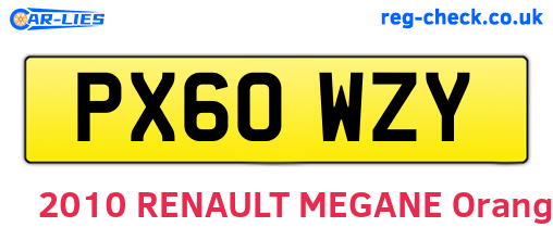 PX60WZY are the vehicle registration plates.