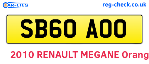 SB60AOO are the vehicle registration plates.