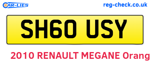 SH60USY are the vehicle registration plates.