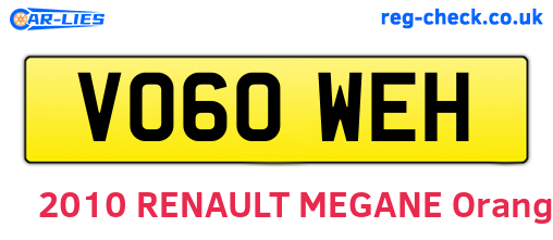 VO60WEH are the vehicle registration plates.