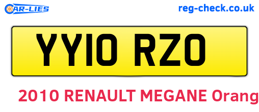 YY10RZO are the vehicle registration plates.