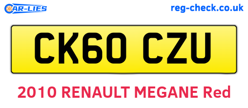 CK60CZU are the vehicle registration plates.