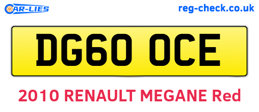 DG60OCE are the vehicle registration plates.