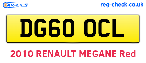 DG60OCL are the vehicle registration plates.