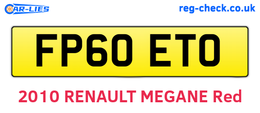 FP60ETO are the vehicle registration plates.