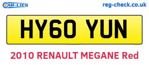 HY60YUN are the vehicle registration plates.