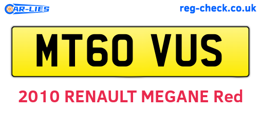 MT60VUS are the vehicle registration plates.