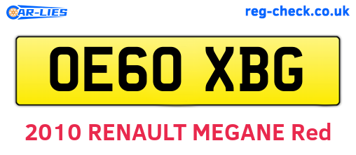 OE60XBG are the vehicle registration plates.