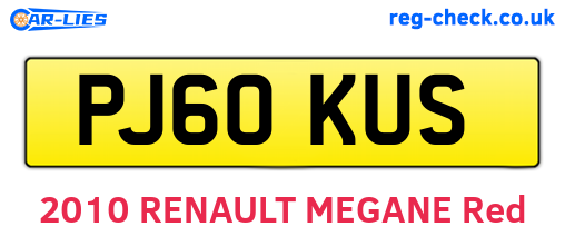 PJ60KUS are the vehicle registration plates.