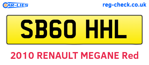 SB60HHL are the vehicle registration plates.