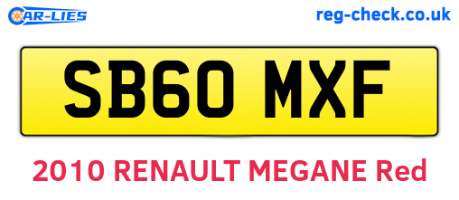 SB60MXF are the vehicle registration plates.