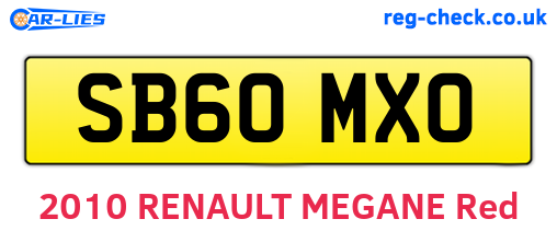 SB60MXO are the vehicle registration plates.