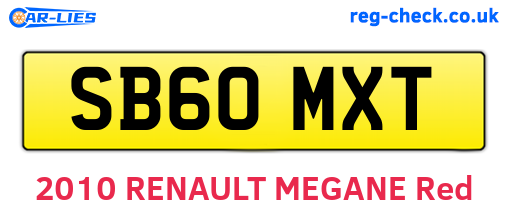 SB60MXT are the vehicle registration plates.