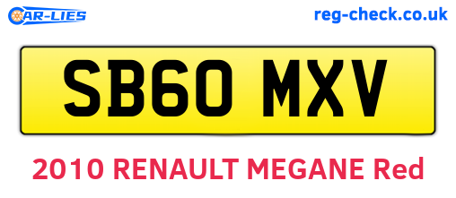 SB60MXV are the vehicle registration plates.