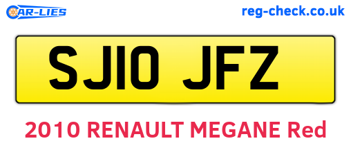 SJ10JFZ are the vehicle registration plates.