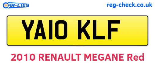 YA10KLF are the vehicle registration plates.