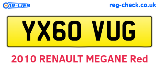 YX60VUG are the vehicle registration plates.