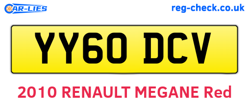 YY60DCV are the vehicle registration plates.