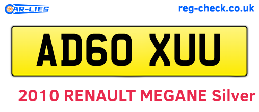 AD60XUU are the vehicle registration plates.