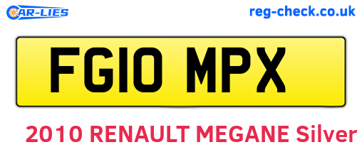 FG10MPX are the vehicle registration plates.