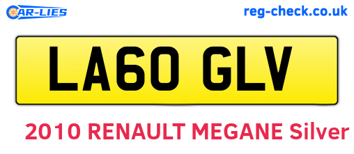 LA60GLV are the vehicle registration plates.