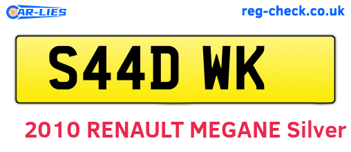 S44DWK are the vehicle registration plates.