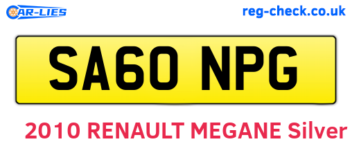 SA60NPG are the vehicle registration plates.