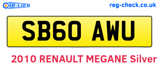 SB60AWU are the vehicle registration plates.