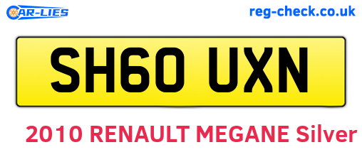 SH60UXN are the vehicle registration plates.