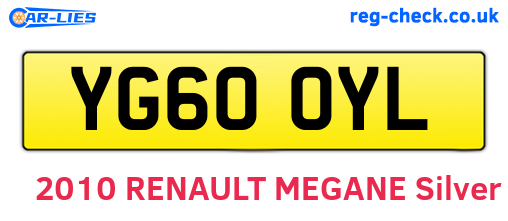 YG60OYL are the vehicle registration plates.