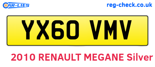 YX60VMV are the vehicle registration plates.