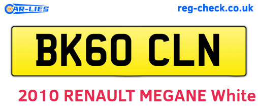 BK60CLN are the vehicle registration plates.
