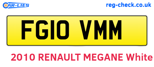 FG10VMM are the vehicle registration plates.