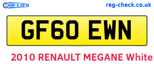GF60EWN are the vehicle registration plates.