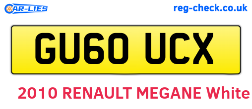 GU60UCX are the vehicle registration plates.